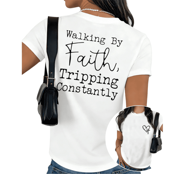 Christian Humor Faith Quote Lover Art Short Sleeve T-Shirt Everyday White Tops