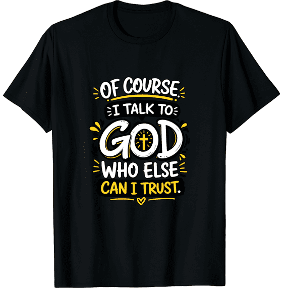 Christian Humor Graphic T-Shirt for Men, Talk to God Trust Message, Unisex Cotton Crew Neck