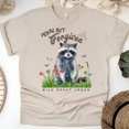 thumbnail image 1 of Christian Humor Tee for Women, Watercolor Raccoon and Floral Faith Shirt, Sand, Size 2XL, 1 of 6