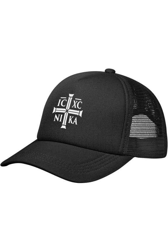 Christian Ic Xc Nika Eastern Orthodox Trucker Hat Women Mesh Baseball Cap Men Dad Hat Adjustable Hat Sun Hat Black
