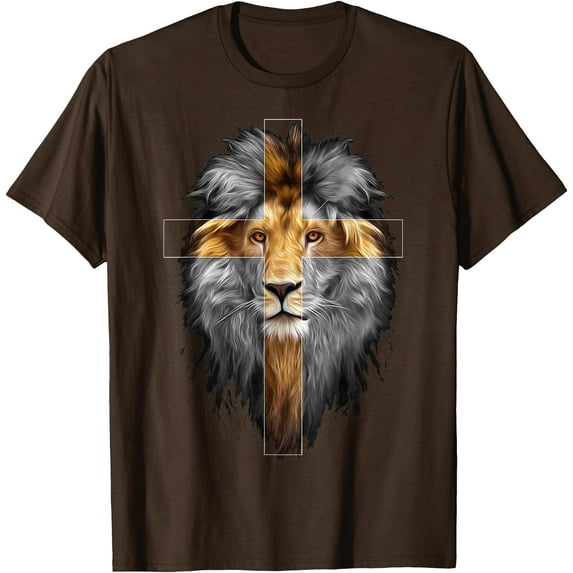 Christian Inspiration Jesus Lion of Judah Unisex T-Shirt for Men Women Kids,Dark Chocolate Color,Size YXS