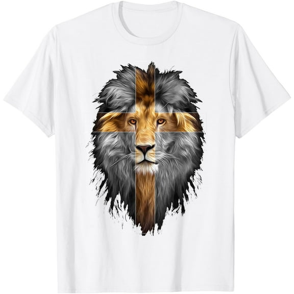 Christian Inspiration Jesus Lion of Judah Unisex T-Shirt for Men Women Kids,White Color,Size L