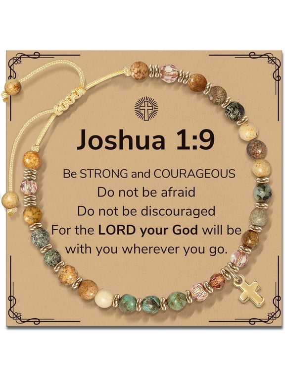 Christian Inspirational Bracelet Gifts for Women: Religious Cross Beads Bracelet Baptism Christmas Day Gifts for Godmother Mom Daughter Sister Friend