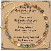 Christian Inspirational Bracelet Gifts for Women Religious Cross Beads Bracelet Baptism Christmas Day Gifts for Godmother Mom Daughter Sister Friend