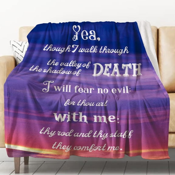 Christian Inspirational Gifts for Women Faith Religious Scripture Blankets Cozy Purple Flannel Throw Blanket for Couch Bedroom Sofa Warm Blanket Positive Encourage Birthday Gifts 40x50 Inch