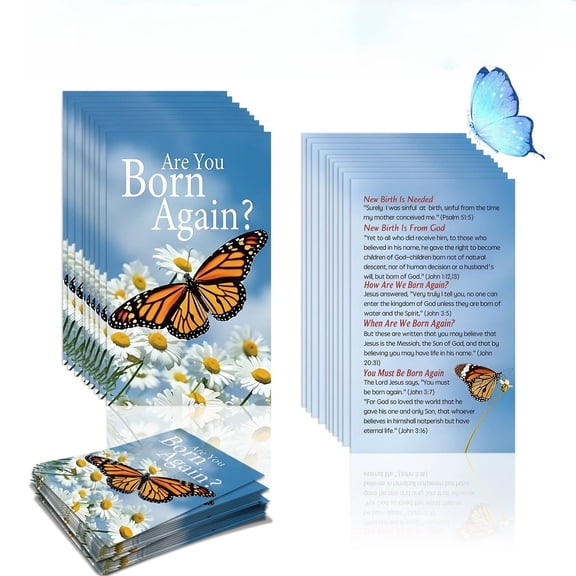 Are You Born Again Scripture Cards 50-Pack, Inspirational Butterfly & Floral Bible Verse Cards for Encouragement, Church Ministry, Outreach, Gift Bags, Welcome Kits & Daily Reflection