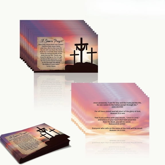 Sinners Prayer Scripture Cards 50-Pack, Inspirational Salvation Bible Verse Cards for Encouragement, Church Ministry, Outreach, Gift Bags, Welcome Kits & Daily Reflection