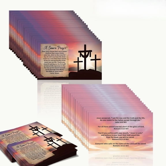 Sinners Prayer Scripture Cards 100-Pack, Inspirational Salvation Bible Verse Cards for Encouragement, Church Ministry, Outreach, Gift Bags, Welcome Kits & Daily Reflection