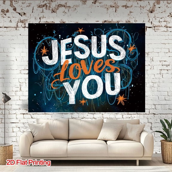 Christian Inspirational Scripture Tapestry Background, Suitable For Home Church Studio Decoration, Durable Polyester Fabric Paired With Faith Scripture Art, Prayer Room And Worship Decoration