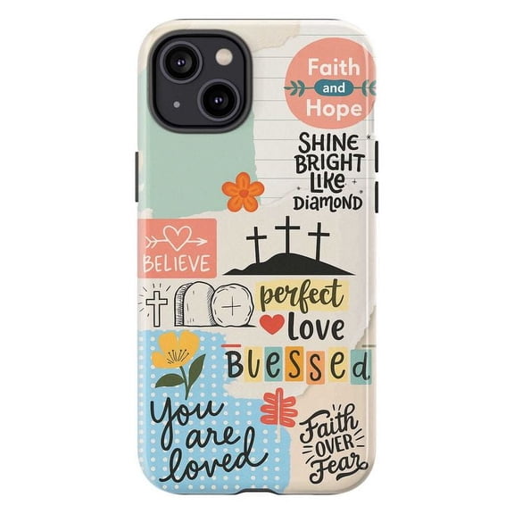 Christian Inspirational Touch Case, Faith, Hope & Love Collage Design – Dual Layer Phone Case for iPhone 11 12 13 14 15 16 Pro Max