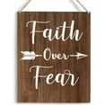 thumbnail image 1 of Christian Inspirational Wall Art Faith Over Fear Sign Religious Gifts for Women Men Christian Bible Verse Wall Art Rustic Home Office Decoration Wooden Hanging Sign 8x10 Inch., 1 of 3