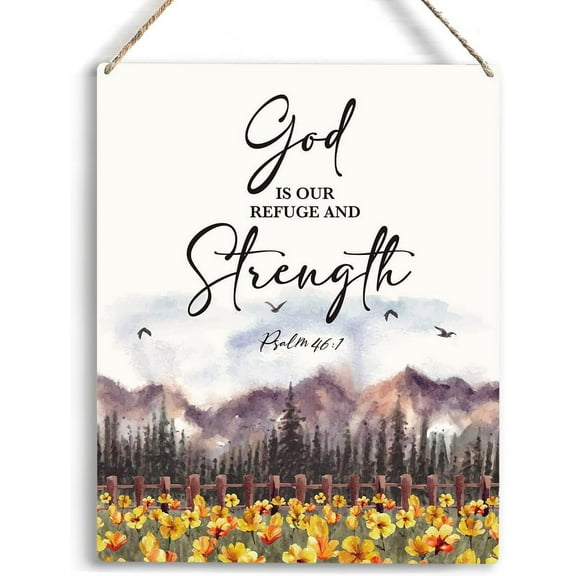 Christian Inspirational Wall Art God Is Our Refuge And Strength Christian Wall Decor Religious Gifts Wall Decor Christian Bible Verse Wall Art Wooden Hanging Sign 8x10 Inch