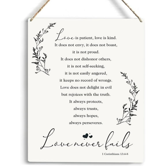 Christian Inspirational Wall Art Love Is Patient Wooden Hanging Sign Wedding Gifts Decorations Wedding Signs Rustic Wedding Decor Christian Bible Verse Wall Art Farmhouse Bedroom Sign 8x10 Inch