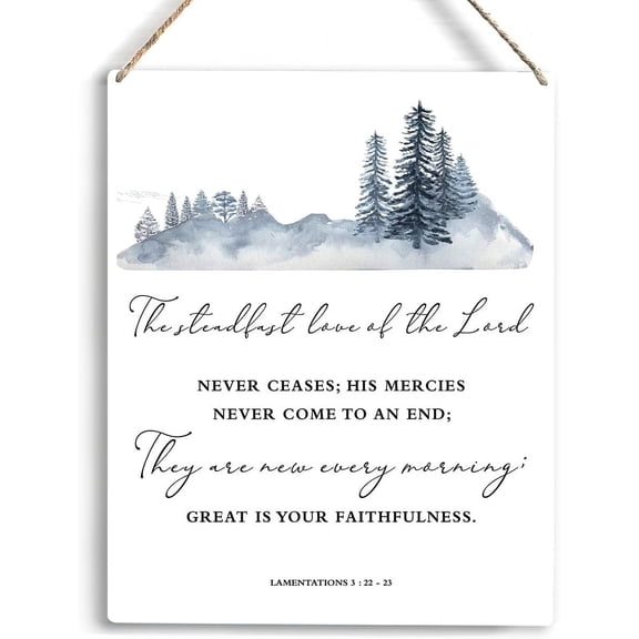 Christian Inspirational Wall Decor Lamentations 322-23 Great Is Your Faithfulness Wooden Hanging Sign Christian Bible Verse Wall Art Religious Home Wall Decor Baptism Gift 8x10 Inch