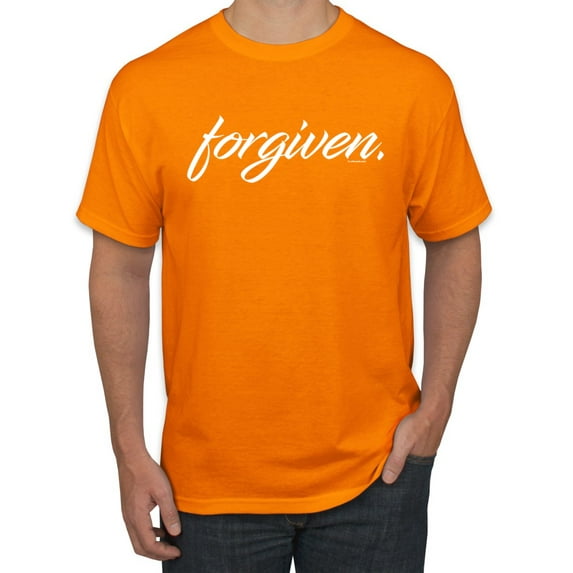 Christian Inspiring Verse Forgiven Inspirational/Christian Men's Graphic T-Shirt, Orange, 3XL