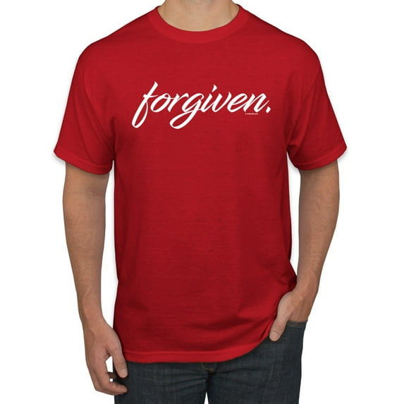 Christian Inspiring Verse Forgiven Inspirational/Christian Men's Graphic T-Shirt, Red, X-Large