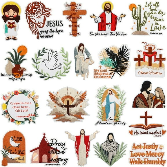 Christian Iron On Patches Religious Patches Bible Verses Jesus Faith Design Embroidered Appliques for Clothing Jackets Backpacks