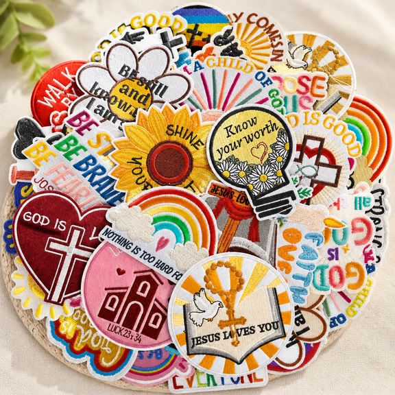 Christian Iron on Patches, Embroidered Bible Verse Applique Patches for Clothes, Hat, Backpacks, Jeans, Jacket and More