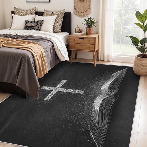 Christian Jesus Area Rugs, Cross Religious Carpet, Washable Non Slip ...