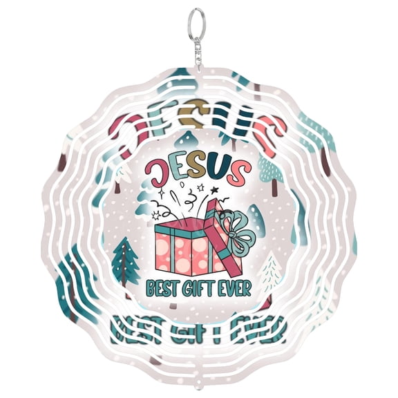 Christian Jesus Best Gift Ever 3D Wind Spinner Stainless Steel Kinetic Art Winter Christmas Memorial Decor 10 Inch