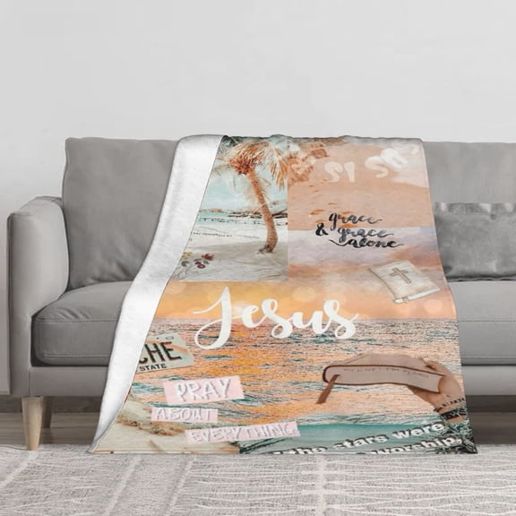 Christian Jesus Bible Verse Throw Blanket, Soft Warm 280g Flannel Blankets for Couch Sofa Bed, Religious Inspirational Pray Quotes Gift Blanket for Men Women Teen Girls Kids