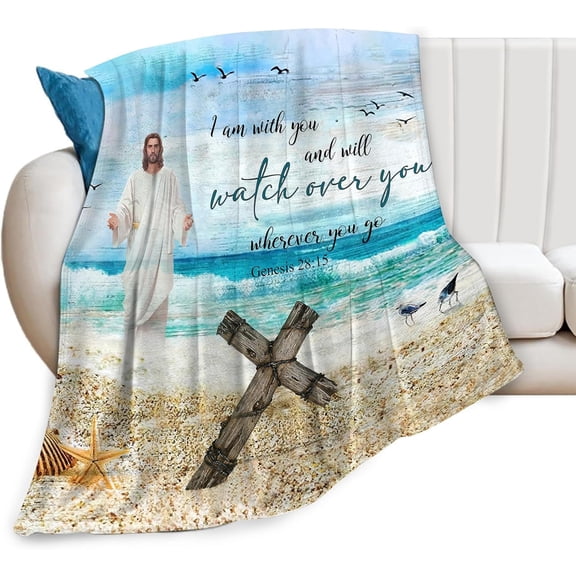 Christian Jesus Blanket Christian Gifts for Women & Men Religious Cross Throw Blanket Jesus Blanket for Kids Adults Soft Warm Cozy Fleece Blanket for Couch Sofa \u200bBed 40''''x50''''