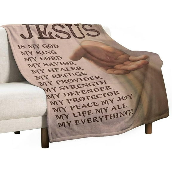 Christian Jesus Blanket Jesus Gifts for Women Men Scripture Bible Verses Throw Blanket for Couch Sofa Bed Soft Warm Flannel Fleece for Kids Adults 40"x50"