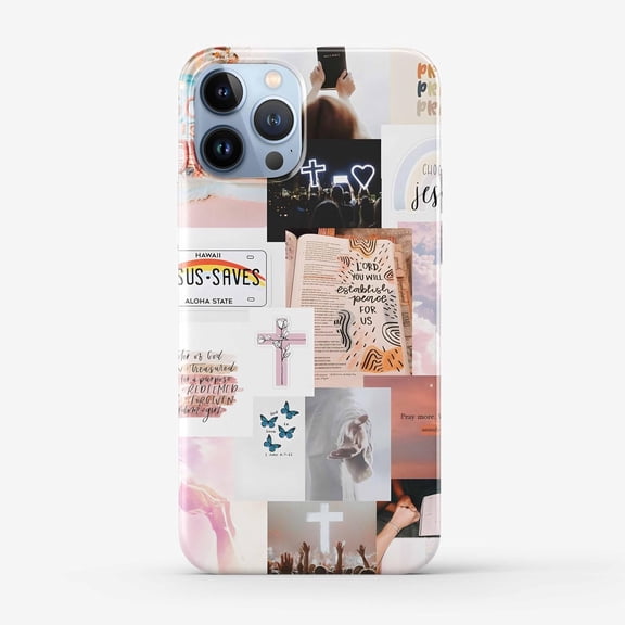 Christian Jesus Cross Collage Case Compatible with iPhone 15 Pro Max, Bible Verses Pattern, Cool Trendy Smooth Bright Tough PC Case for iPhone 15 Pro Max