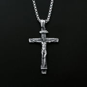 Christian Jesus Cross Necklace 925 Sterling Silver Cross Necklace for Women Men Jesus Christ Prayer Pendant Titanium Steel Jewelry Catholic Gift
