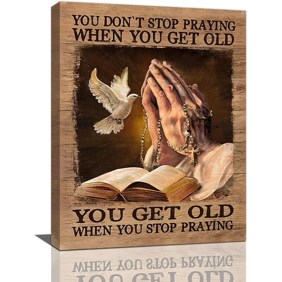 Christian Jesus Dove Scriptures Decor Wall Art Christ Hand of God Bible Cross Religious Prayer Pictures Wall Decor Canvas Painting Prints Artwork Decorations Framed for Church Bathroom Bedroom 12"x16"