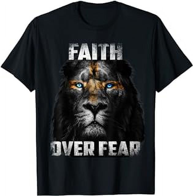 Christian Jesus Faith Over Fear Religious Lion Of Judah T-Shirt ...
