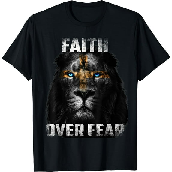 Christian Jesus Faith Over Fear Religious Lion Of Judah T-Shirt