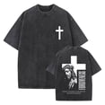 thumbnail image 1 of Christian Jesus Forgive Them Father Pattern T-Shirt Summer Vintage Washed Short-Sleeved T-Shirt Jesus Faith Clothes, 1 of 3
