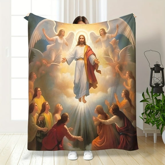 Christian Jesus-Inspired Flannel Throw Blanket Soft Warm & Cozy for Couch Bed Office Travel Modern HD Digital Print Perfect Gift for Friends & Family for Autumn