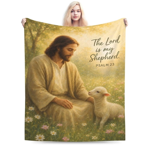 Christian Jesus Lamb Blanket Super Soft Warm Fluffy Fleece Flannel Religious Bible Throw Blanket Cozy Fuzzy Plush Stuff Bedding Blankets Gifts for Women Adults 50x40