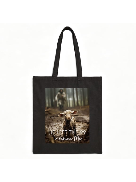 Christian Jesus Lamb Religious Baptism Christ Faith Cotton Canvas Tote Bag Gift, Jesus and Lamb Meaningful Baptism Gift for Women Sister Grandma Reusable Bible Grocery Shopping Bag