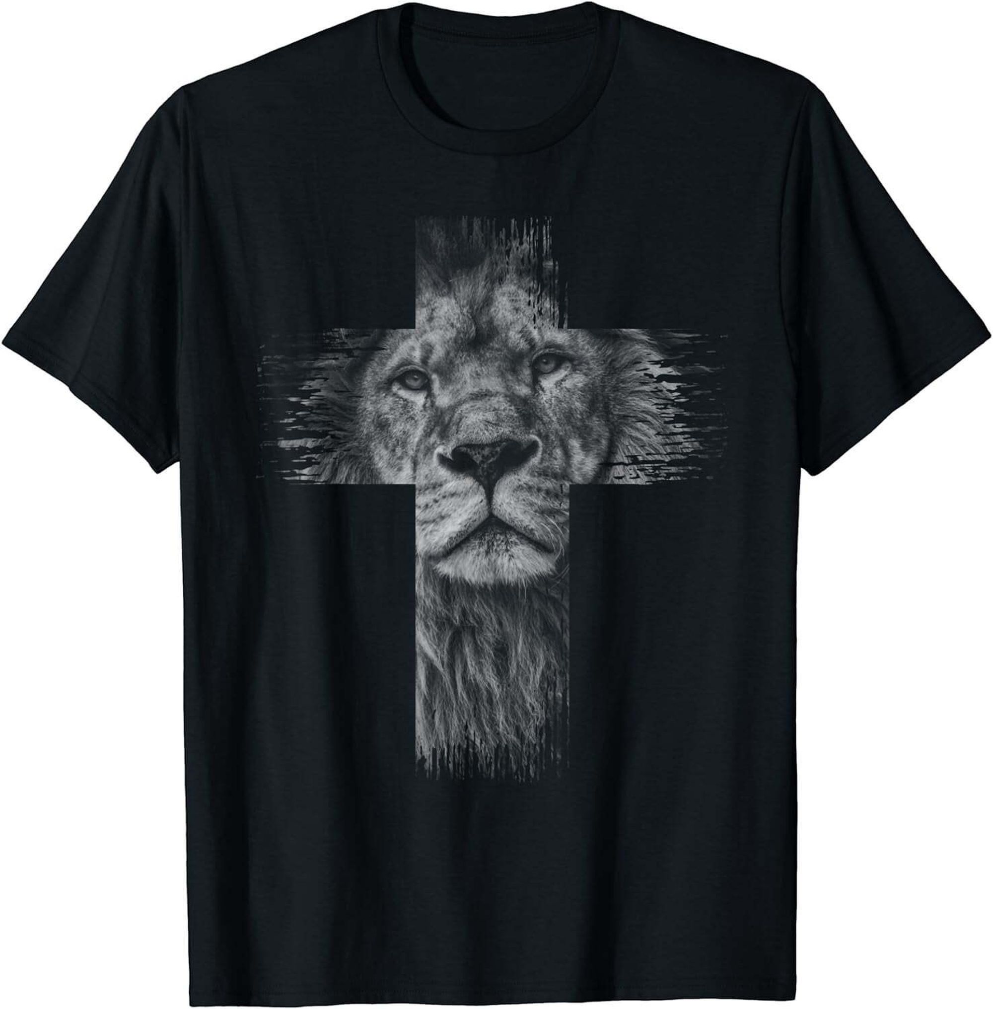 Christian Jesus Lion of Tribe Judah Cross Gift for Men Women T-Shirt ...