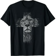 Christian Jesus Lion of Tribe Judah Cross Gift for Men Women T-Shirt