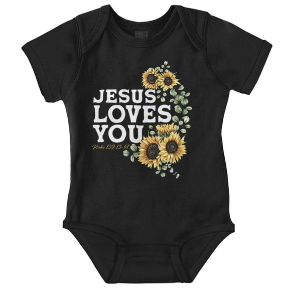 Christian Jesus Loves You Sunflowers Bodysuit Jumper Girls Infant Baby Brisco Brands 12M