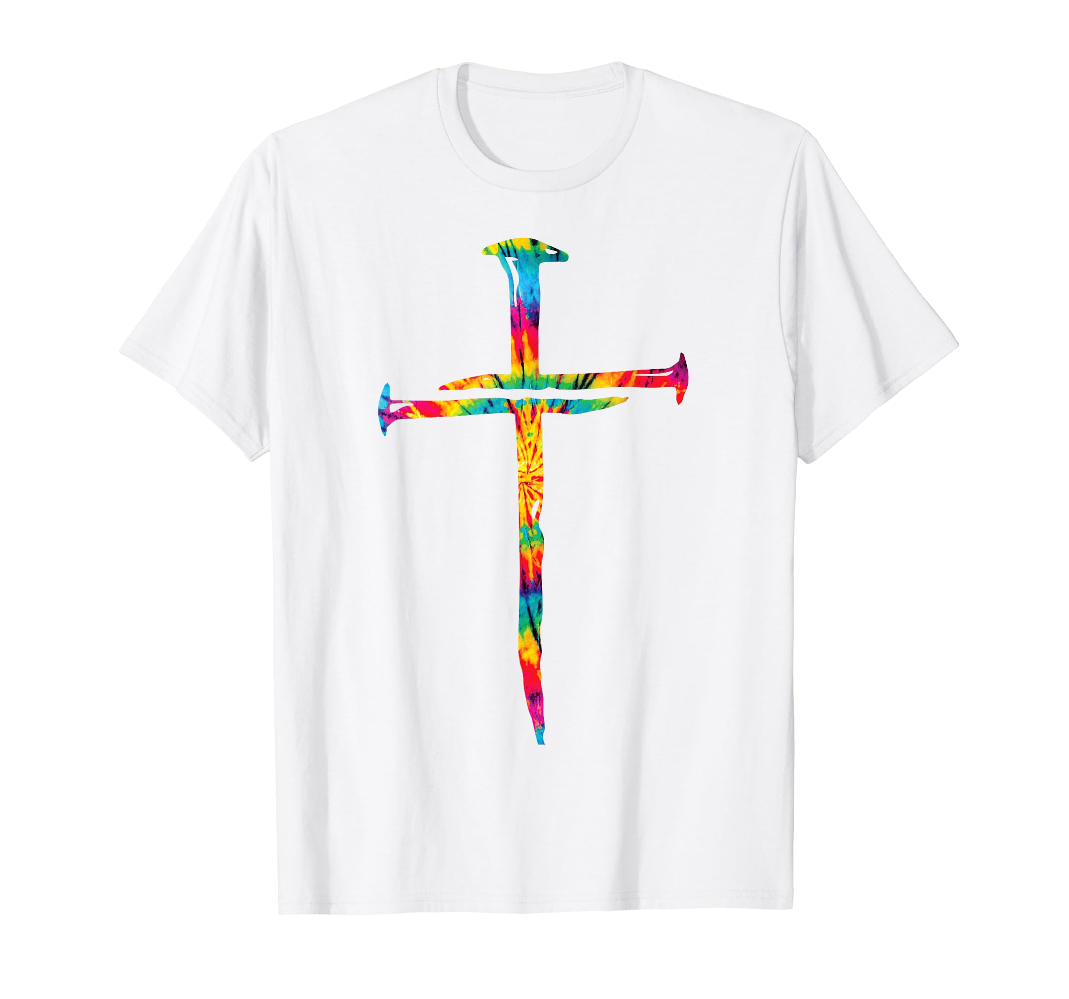 Christian Jesus Nail Cross Tie Dye Rainbow Bible Religious TShirt