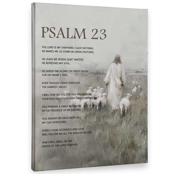 Christian Jesus Psalm 23 Wall Art Decor Canvas Bible Verses The Lord Is My Shepherd Pictures Decorations, Religious Artwork for Church Prayer Room Home Bedroom Decor poster