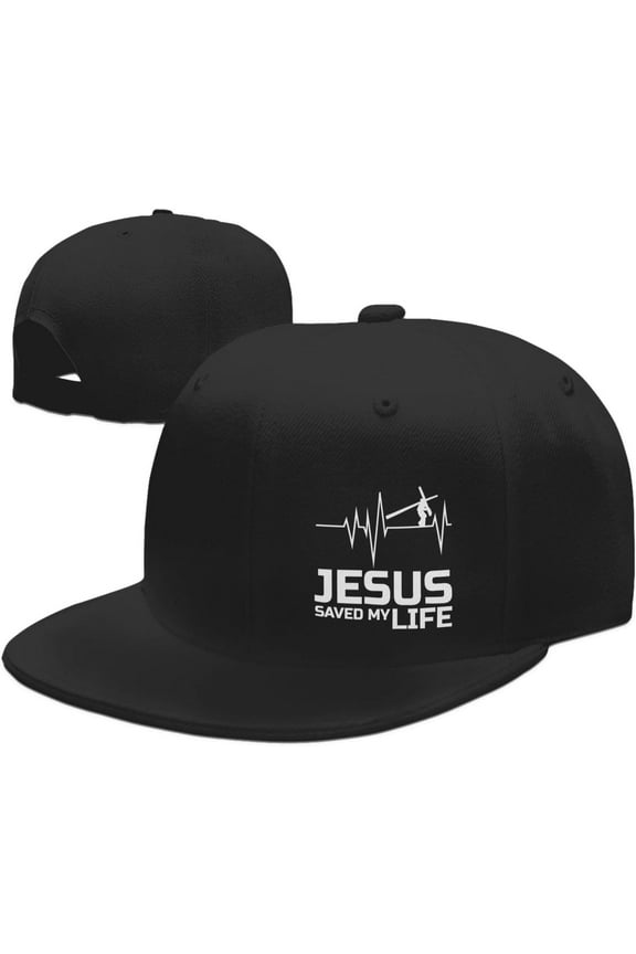 Christian Jesus Saved My Life Hats for Men Women Flat Bill Brim Dad Hats Adjustable Black Fashion Baseball Cap
