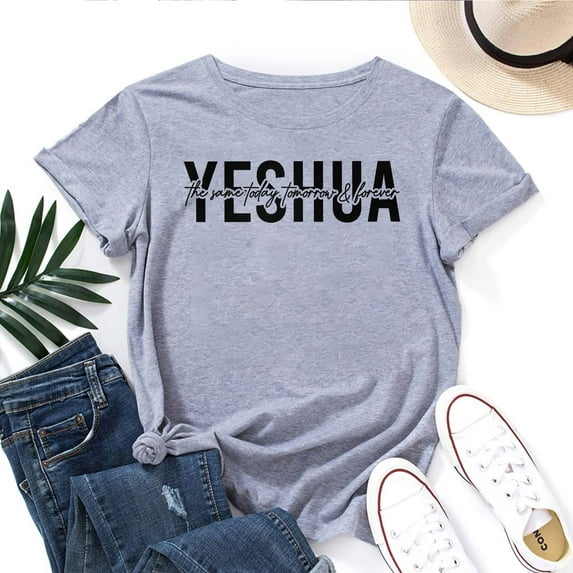 Christian Jesus T-Shirt for Women – Yeshua Yahweh Faith Inspirational Graphic Tee, Oversized Vintage Top