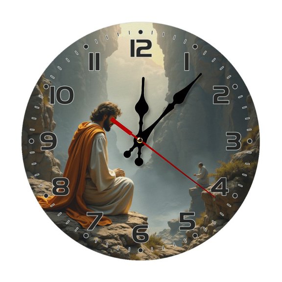Christian Jesus Wall Clock 10 Inch Silent Non Ticking Round Clock Decoration for Living Room Kitchen Bedroom Bathroom Office Classroom