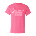thumbnail image 1 of Christian Jesus the Original Essential Worker Short Sleeve T-shirt-Safety Pink-large, 1 of 4