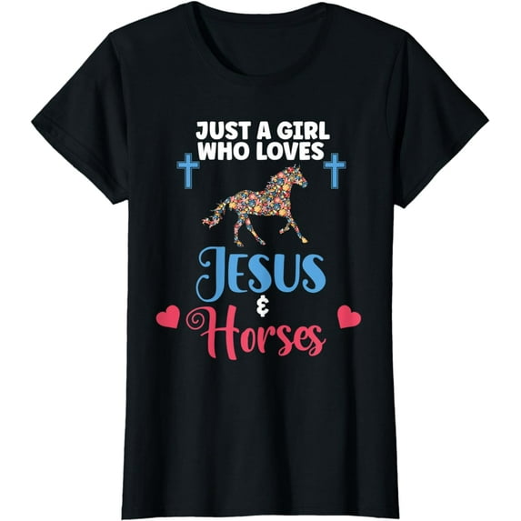 Christian Just a Girl Who Loves Jesus and Horse Lover T-Shirt