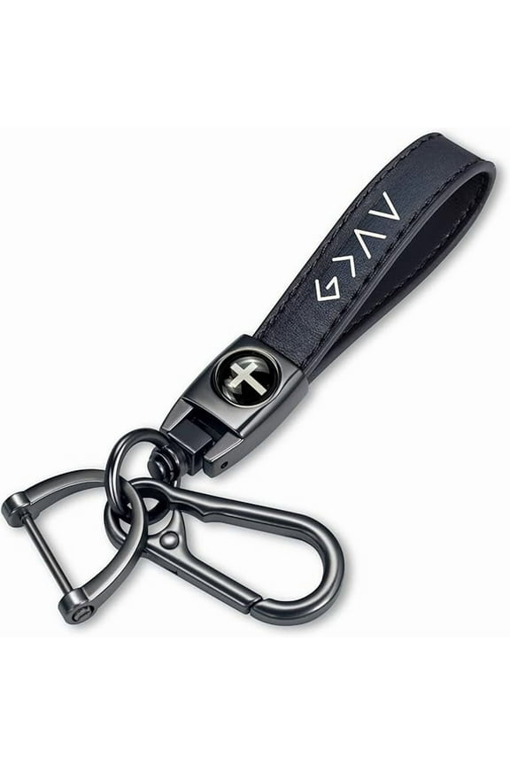 Christian Keychain for Men  God is Greater Than the Highs and Lows Leather Key Ring  Religious Faith Gift for Dad, Husband, or Boyfriend