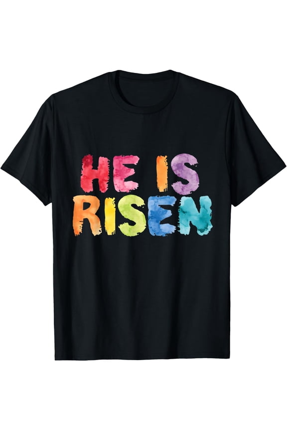 Christian Kids Easter He is Risen for Toddlers Boys Girls T-Shirt- 2026 Easter Soft Casual Cotton Short Sleeve T-Shirt Easter Bunny & Eggs Lightweight Graphic Holiday Tee