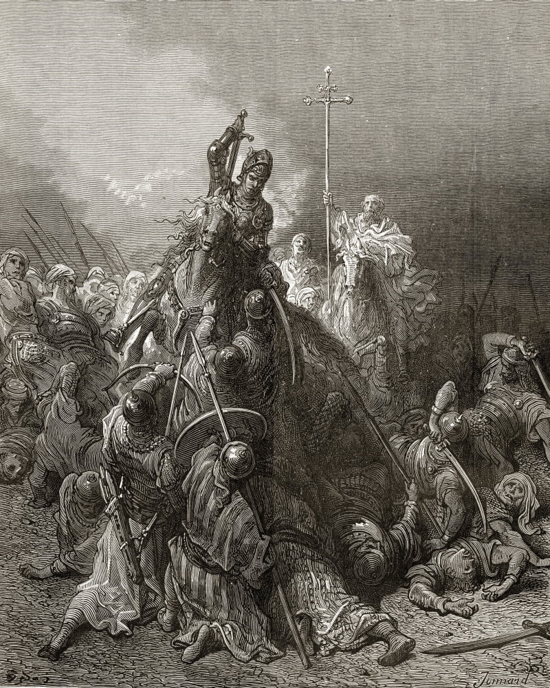Christian Knights Fight Saracens Canvas Art - Ken Welsh Design Pics (13 x 17)