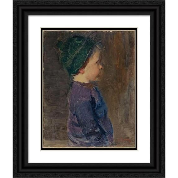Christian Krohg 15x18 Black Ornate Wood Framed Double Matted Museum Art Print Titled - A Little Boy (ca. 1890)